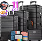11 Piece Hardside Luggage Suitcase Set with 360° Double Spinner Wheels Integrated TSA-style Lock ABS Hardshell Luggage for Travel Trips Business