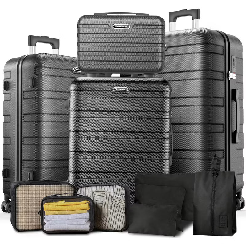 Luggage Sets 11 Piece, Lightweight Luggage with Spinner Wheels, Durable ABS Hard Shell, TSA-style Combination Lock & Travel Bag (28/24/20/14 Inch)