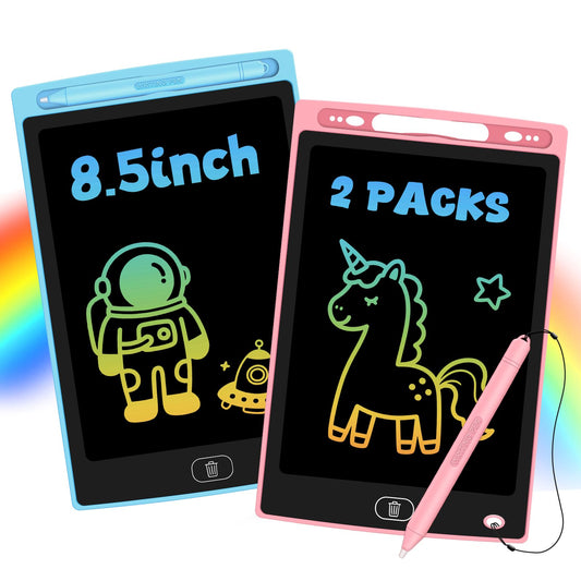 Kinder King 2 Pack LCD Writing Tablet for Kids, Erasable and Reusable Toddler Doodle Board in 8.5 inch, Ideal Educational Drawing Pad for Learning Toy for Ages 3-8 Gifts for Girls Boys