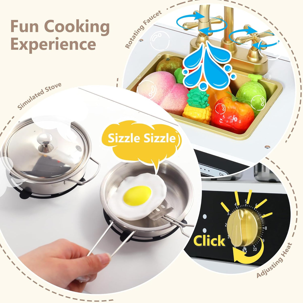 Wooden Kids Play Kitchen, Toy Kitchen Playset for Toddler, Play Kitchen Set w/Blackboard, Transparent Coloring Board, Pretend Dishwasher, Oven, Ice Maker, Gift for Boys Girls Age 3+, Black