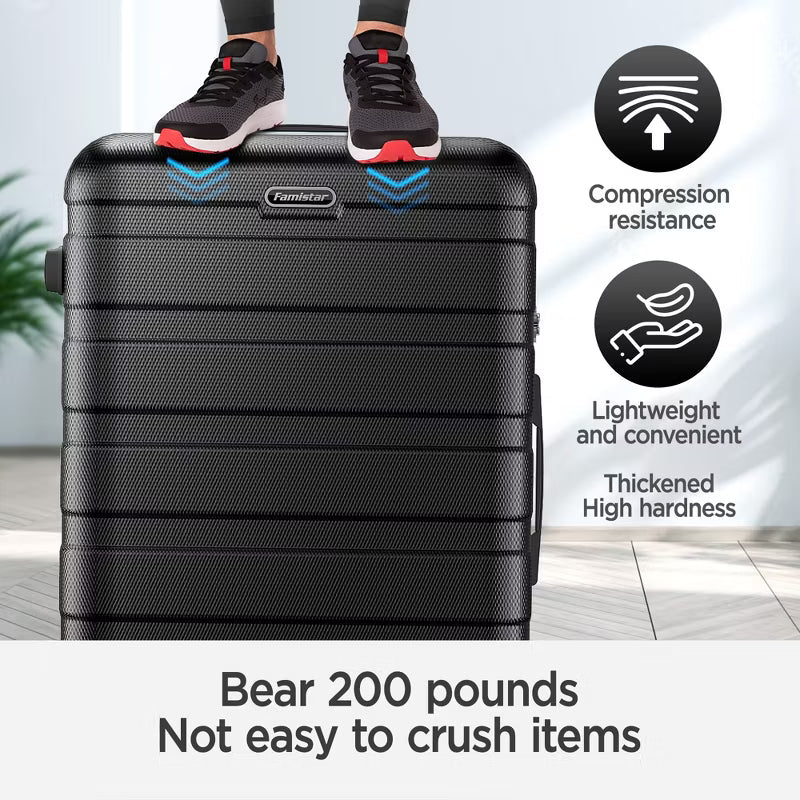 11-Piece Luggage Set: 4 Hardside Spinner Suitcases (14/20/24/28") + 7 Packing Cubes, Durable ABS+PC Lightweight Carry On Travel Set for Family, Black