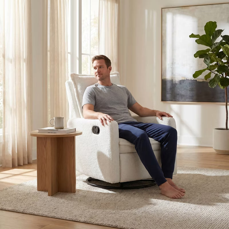 Upholstered Glider Recliner Rocking Chair with 360° Swivel for the Nursery and Living Room