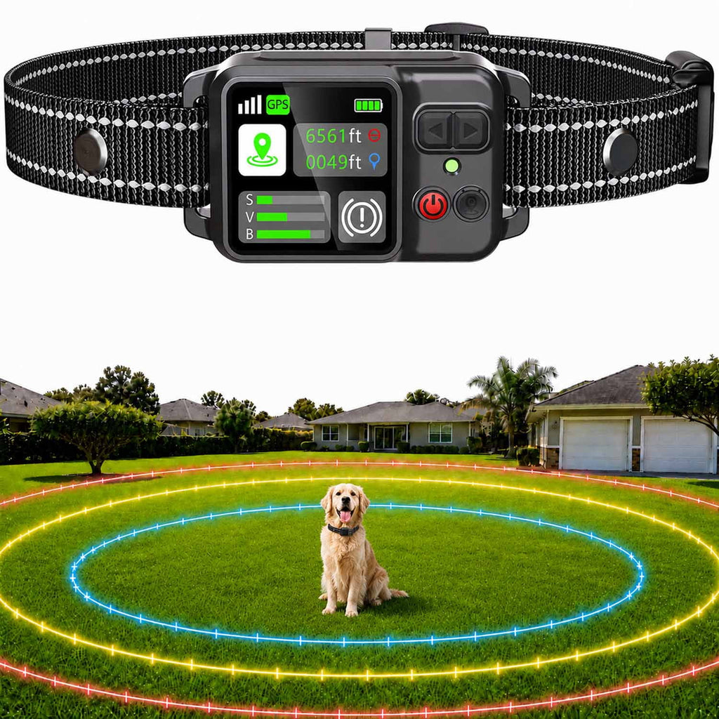 CICPAP GPS Wireless Dog Fence, 49-6561ft Circular Radius, No Subscription, Waterproof Dog Collar