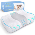Bed Pillow, Cervical Neck Pillow for Pain Relief, Contour Memory Foam Pillows for Sleeping, Neck Support for Side Back Stomach Sleepers Gray