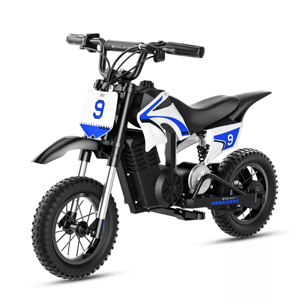 ECOLEAP K1 Kids Electric Dirt Bike 36V – 16MPH Fast, 14-Mile Range, 700W Peak Motor, 3-Speed Modes, 12" Off-Road Tires, UL,Ages 3-10,Blue