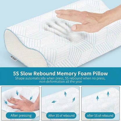 Bed Pillows 4-Layer Pillow for Neck Relief - Adjustable Memory Foam Pillow, Ergonomically Designed Pillow for Back & Side Sleepers, Queen Size