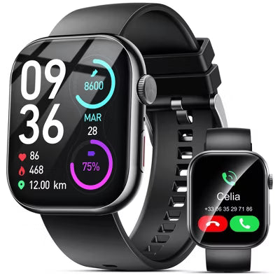 Smart Watch for Men Women, 2.01" HD Touchsreen, Bluetooth Calling, IP68 Water-Resistance, 180+ Sports Modes,, Fitness & Sleep Tracker, Android/iOS