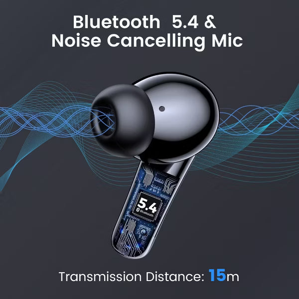 VEAT00L Wireless Earbuds, Bluetooth Headphones V5.4 Stereo Ear buds with Noise Cancelling Mics, 60H Playback Mini Case with Dual LED Display