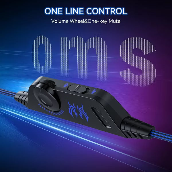 Gaming Headset with Microphone, Compatible with PS4 PS5 Xbox One PC Laptop, Over-Ear Headphones with LED Light, Noise Canceling Mic