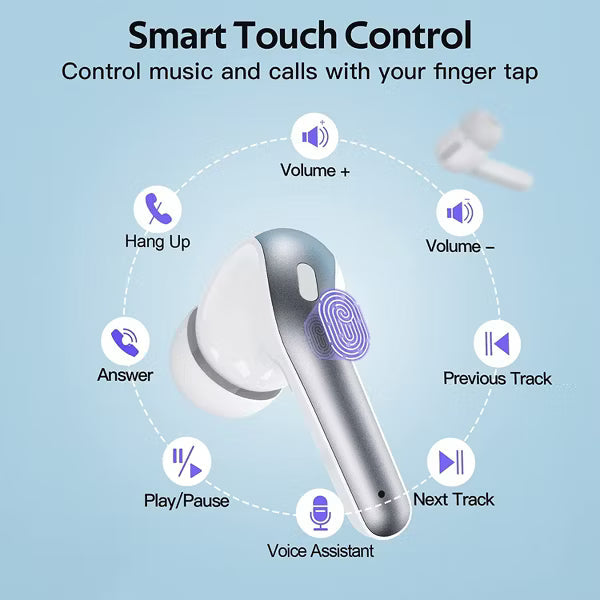 VEATOOL True Wireless Earbuds Bluetooth 6.0 150H Playback LED Power Display Wireless Charging Case IP68 Waterproof 6 ENC Mic for TV Phone Laptop