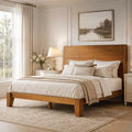 AMERLIFE Queen Solid Wood Platform Bed Frame with Headboard, Japanese Joinery, Brown