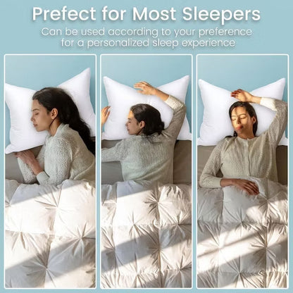 Bed Pillows Queen Size Set of 2 Cool Pillows for Side, Back, and Stomach Sleepers Oeko-Tex Certified Down Alternative Plump Filling