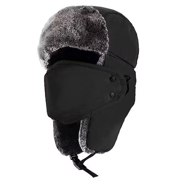 Mysuntown Winter Fuzzy Hat for Women Men Trapper Ushanka Hat with Ear Flaps Warm Russian Bomber Fur Hat with Ski Mask for Cold Weather