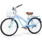 hykolity 26" Commuter Bike Beach Cruiser Bicycle City Bike Cycling for Adult Height 60-72 inch Front Basket Rear Rack Blue