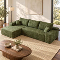 107" Cloud Sectional Sofa, Modern L-Shaped Corduroy Couch for Living Room, Deep Seat Minimalist Corner Couches, No Assembly