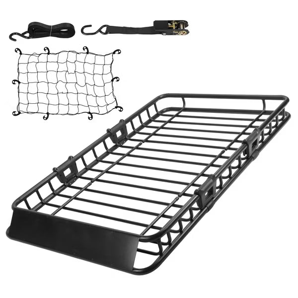 63x39x6.3in Universal Roof Rack Cargo Carrier Car Top Luggage Holder Basket with?Hook Strap Elastic Net