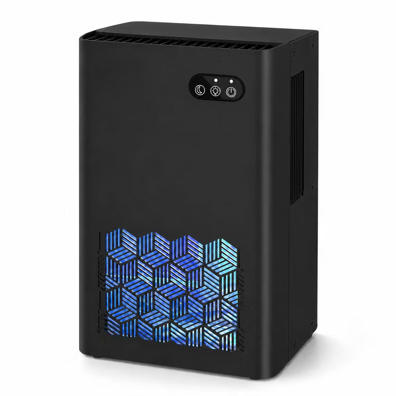 Compact Dehumidifier for Home with Quiet Sleep Mode, Auto Shutoff and Ambient Light,Black