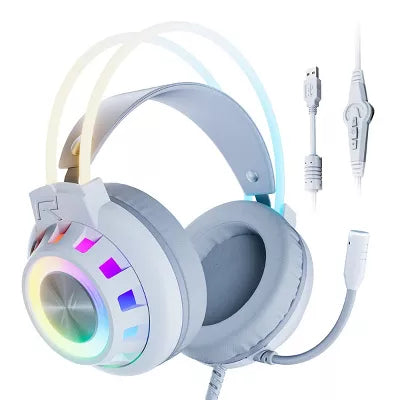 Pro USB Gaming Headset for PC, Computer Headphones with Noise-Cancelling Mic, 7.1 Surround Sound, RGB Light - Wired for PS4/PS5/Laptop