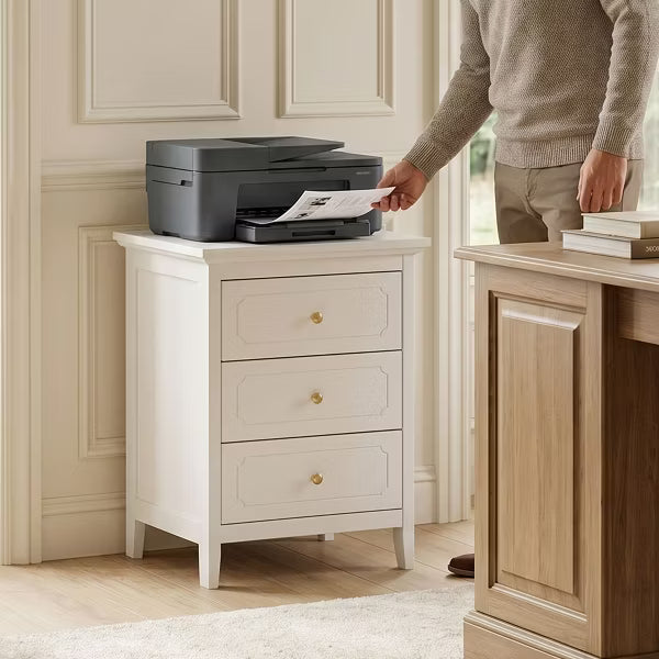 TYBOATLE White 3 Drawer Nightstands Set of 2, Wood Night Stands Side Table With Extra-large Storage Space for Living Room, Bedroom