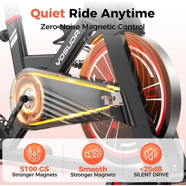YOSUDA PRO Magnetic Black Red Exercise Bike 350 lbs Weight Capacity, Indoor Cycling Bike, Stationary Bike Suitable for Women/Men
