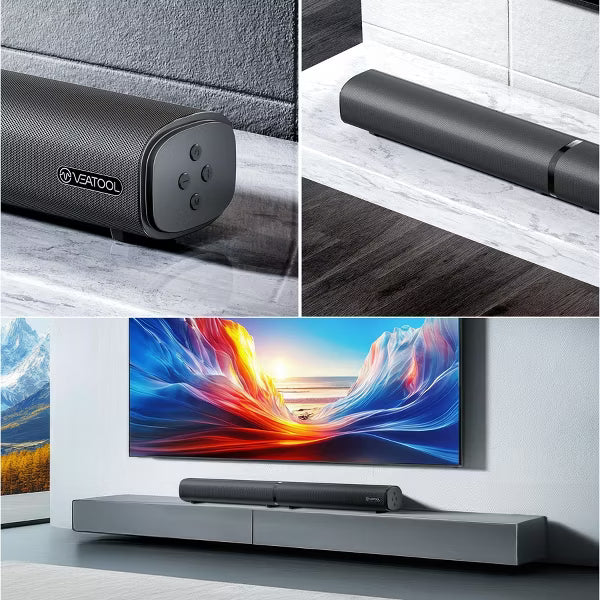 VEAT00L 2.2ch Soundbar, 100W Bluetooth 5.3, 3D Surround, Powerful Bass, Home Theater, USB/Optical/AUX, Split Design.