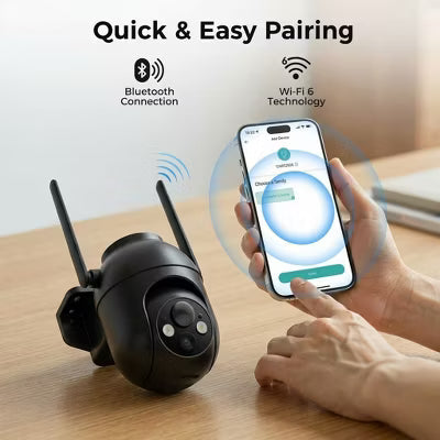Security Camera，Solar Camera Outdoor 360° Full Coverage,Auto Person Tracking,2K Clarity&Full-Color Night Vision,Two-Way Talk,2.4GHz WiFi only