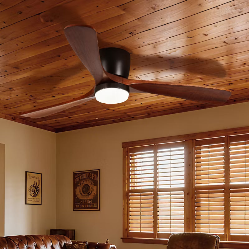 Wanze of Ocean 42 In. Indoor 3 Solid Wooden Blade Ceiling Fan with Dimmable LED Light, DC Motor, App Control For Bedroom Living Room and kitchen