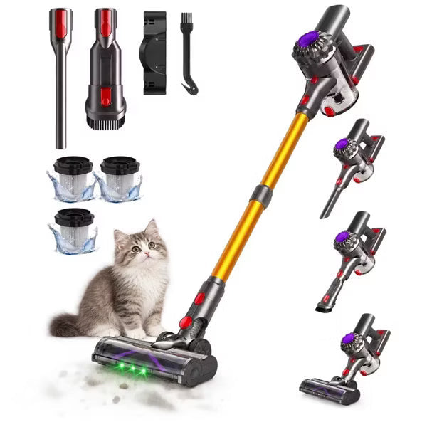 Cordless Vacuum Cleaner, Upgraded 450W 40KPA Cordless Stick Vacuum Cleaner with Self-Standing Vacuum Cleaners for Home/Pet Hair/Carpets/Floors