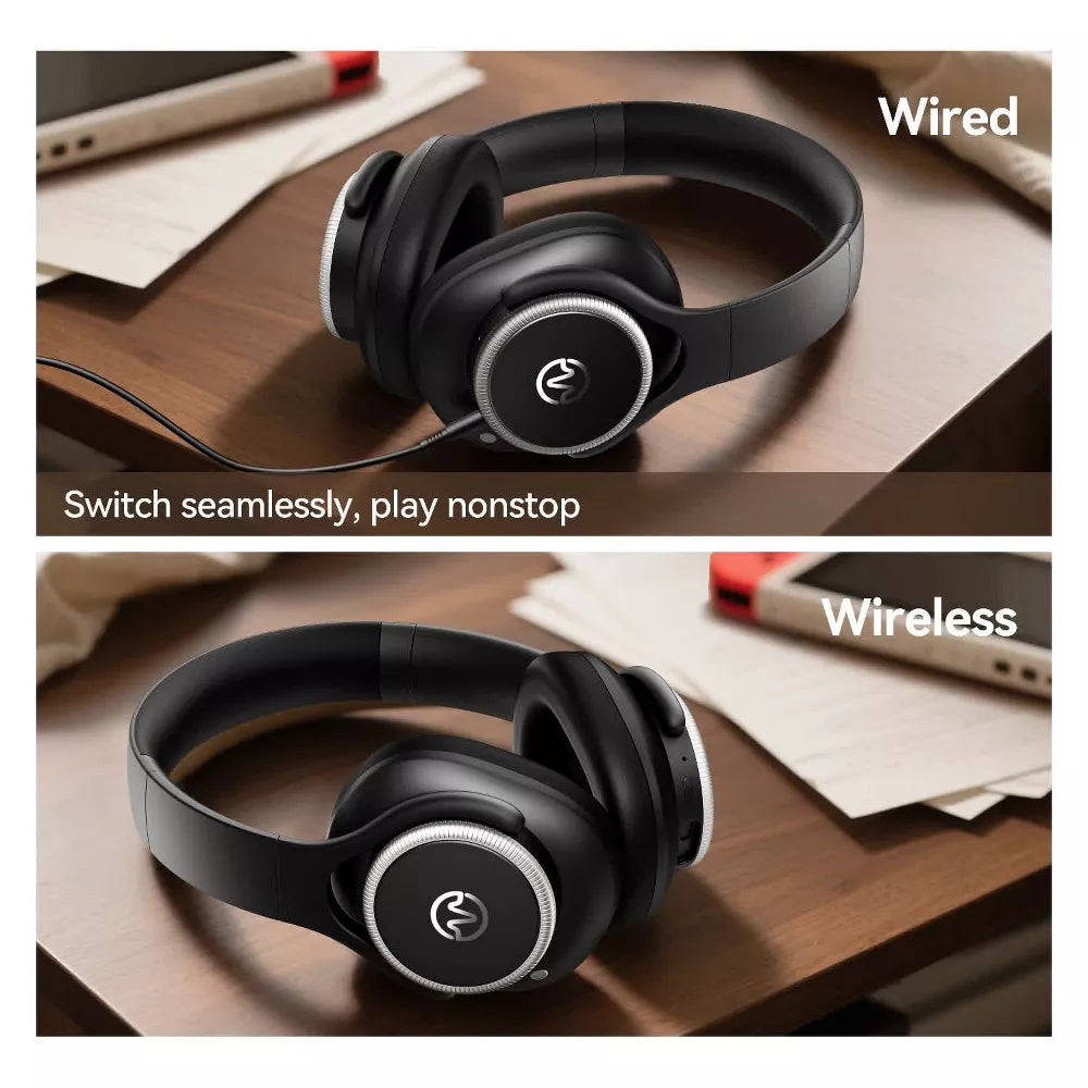 VEATOOL Hybrid ANC Over-Ear Headphones: Bluetooth 6.0, 60H Playtime, Foldable, Hi-Res Audio, Deep Bass, Built-in Mic (Travel/Office)