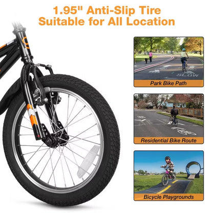Hykolity 16 Inch Kids Bikes Boy Girl BMX Style Bicycle Ages 4-7 Years Old Coaster Brake Sport Cycling Child Bike with Trainning Wheel White