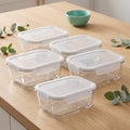 LauKingdom 5 Pack 35oz Pure White Borosilicate Glass Food Storage Containers with Lids for Meal Prep and Premium Kitchen Organization