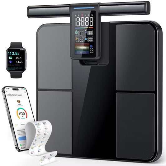 Teendow LVPIMAN Smart Scale for Body Weight and Fat, 57 Body Composition Metrics,BMI, Muscle Mass, 485lbs High Precision,With 5.25"Screen, Bluetooth