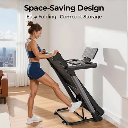 YOSUDA Foldable Treadmill with Incline 0–18% and 0.6–8.7 MPH,380 lbs Capacity Heavy Duty Z-Shaped Steel Frame,Brushless Motor,Smart LED Display