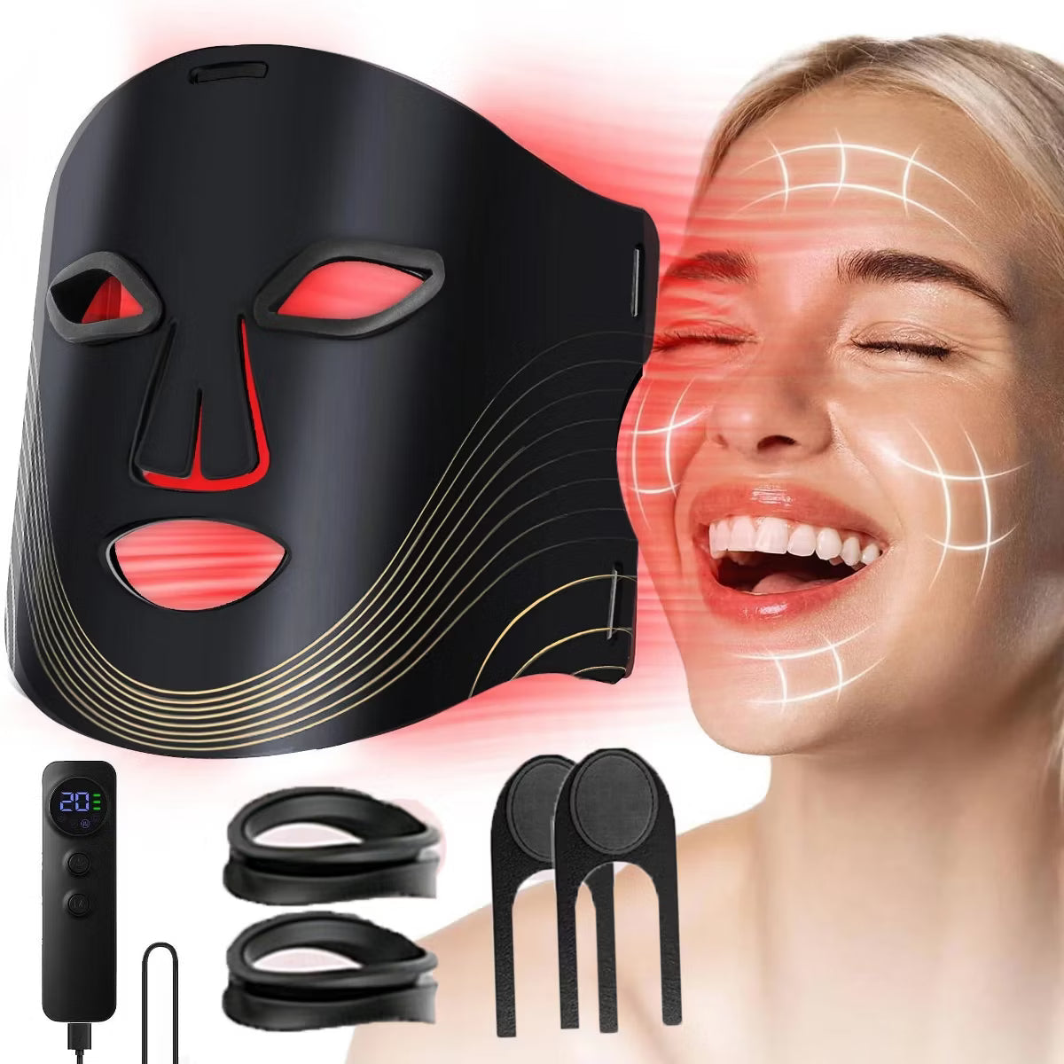 Morfone 4 Modes 660+850nm NIR+ Red Light Therapy Mask for the Face Remote Controlled Portable Home Skincare Kit