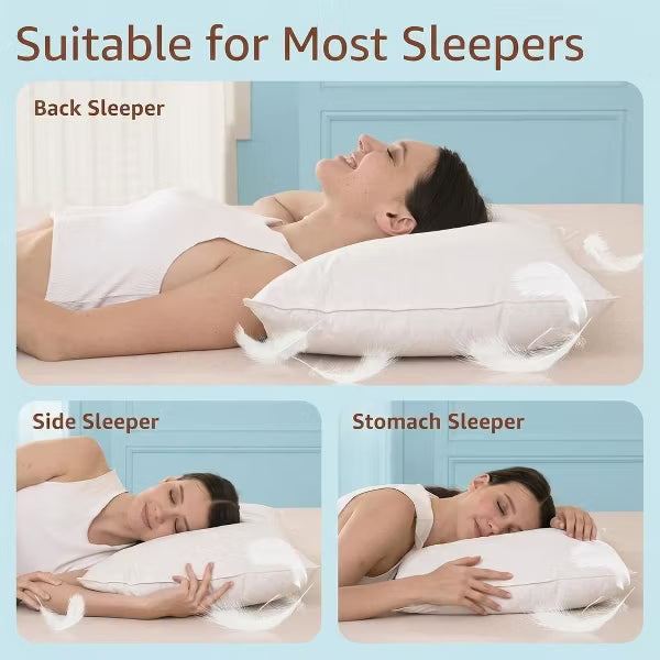 Bed Pillows Hotel Collection Bed Pillow Queen Size Set of 2 Soft Down Alternative Pillow for Sleeping, Soft Support for Back, Stomach or Side Sleepers