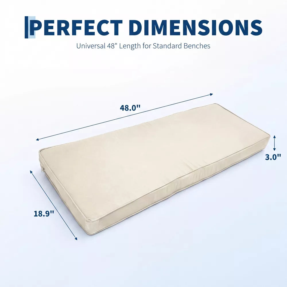 Garvee 48"x18" Bench Cushion – Indoor/Outdoor, High Elasticity, Water-Resistant, Ties, Removable Cover & Non-Slip for Garden Swing, Porch, Sofa