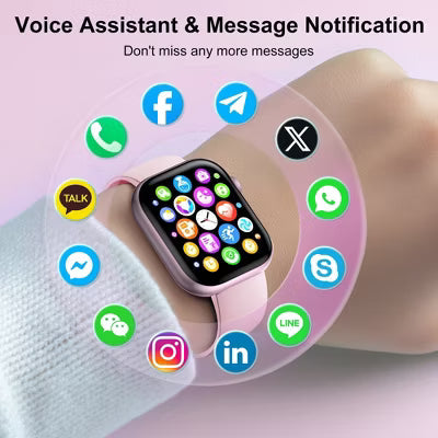 Smart Watch for Men Women, 2.01" HD Touchsreen, Bluetooth Calling, IP68 Water-Resistance, 180+ Sports Modes,Fitness & Sleep Tracker, Android/iOS Pink