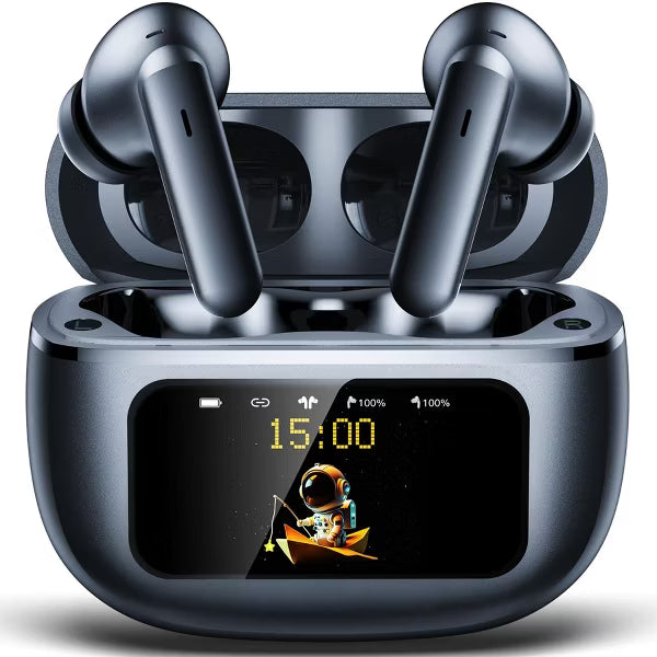 Active Noise Cancelling Wireless Earbuds with Smart Touch Screen, HiFi Stereo Sound, ENC Clear Call Ear Buds, 80H Playtime, Transparency Mode