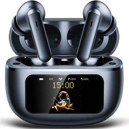 Active Noise Cancelling Wireless Earbuds with Smart Touch Screen, HiFi Stereo Sound, ENC Clear Call Ear Buds, 80H Playtime, Transparency Mode