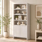 AMERLIFE 71" Modern Bookcase with Storage Cabinet, 6-Tier Adjustable Shelves, White