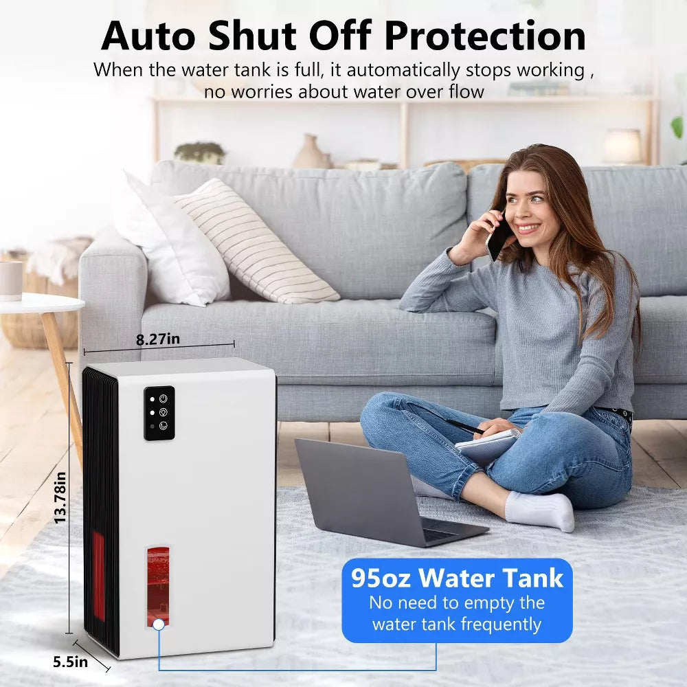 Dehumidifier for Home Bedroom And Bathroom with Quiet Sleep Mode and Auto Shut Off,Grey