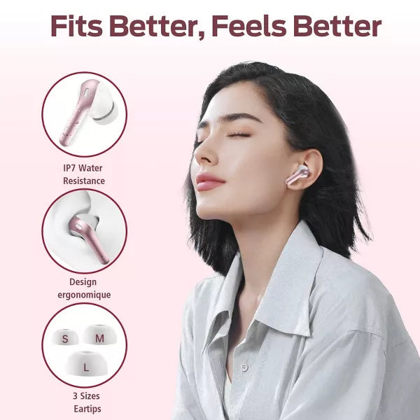 VEATOOL True Wireless Earbuds Bluetooth 6.0 150H Playback LED Power Display Wireless Charging Case IP68 Waterproof 6 ENC Mic for TV Phone Laptop