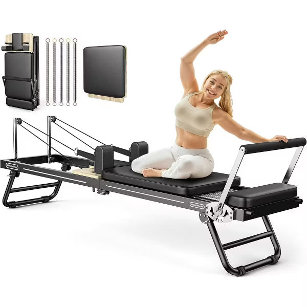 FEIERDUN Foldable Pilates Reformer,89.3inch Pilates Machine & Equipment for Home use,Suitable for Advanced and Beginners Users,Up to 300 lbs Capacity