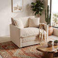 LauKingdom Apricot Oversized Accent Chair With Toss Pillow Deep Seat Chenille Reading Sofa For Living Room Bedroom Dorm