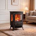 Garvee Freestanding Electric Fireplace Stove with 3-Sided Glass, 750W/1500W Heater with Thermostat, 5118 BTU, Multicolor Flame