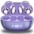 VEAT00L Open-Ear Headphones, Wireless Clip On Earbuds with Digital Display Charging Case 68 Hours Playtime
