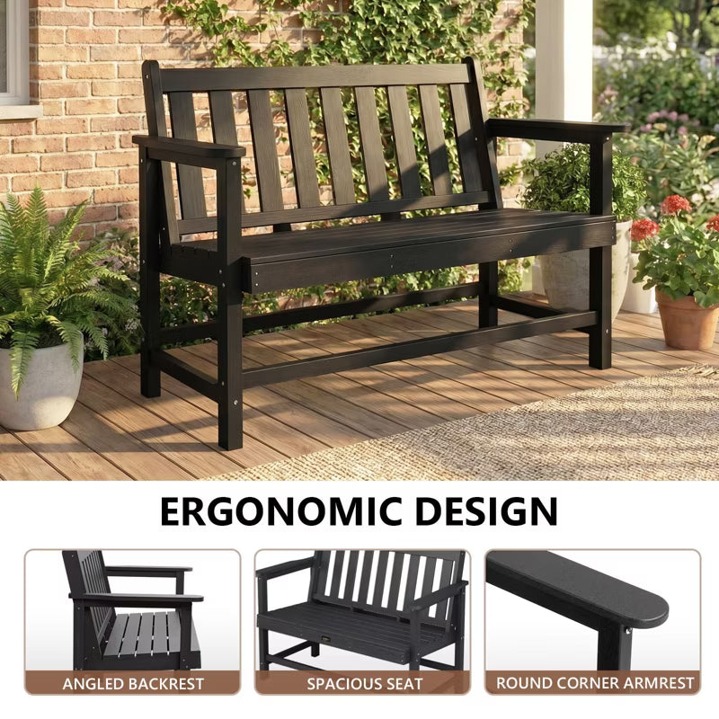 Karl Home | 49 in. 2-Person HDPE Patio Bench