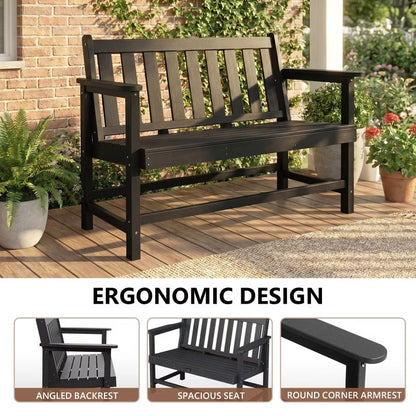 Karl Home | 49 in. 2-Person HDPE Patio Bench