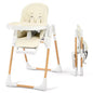 Kinder King Foldable High Chair for Baby, Toddler Feeding Chair with Detachable Double Trays, Beige