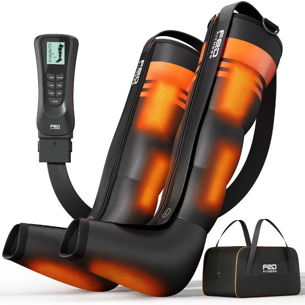 FED Fitness Compression Boots, Air Compression Leg Massager with Heat, Recovery System with 6 Modes & 13 Levels for Muscle Relief, Size M